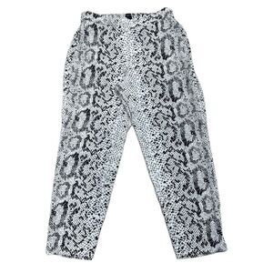 J.Crew Womens Jamie Pant Size 12 Snakeskin Elastic Waistband White Black Pockets